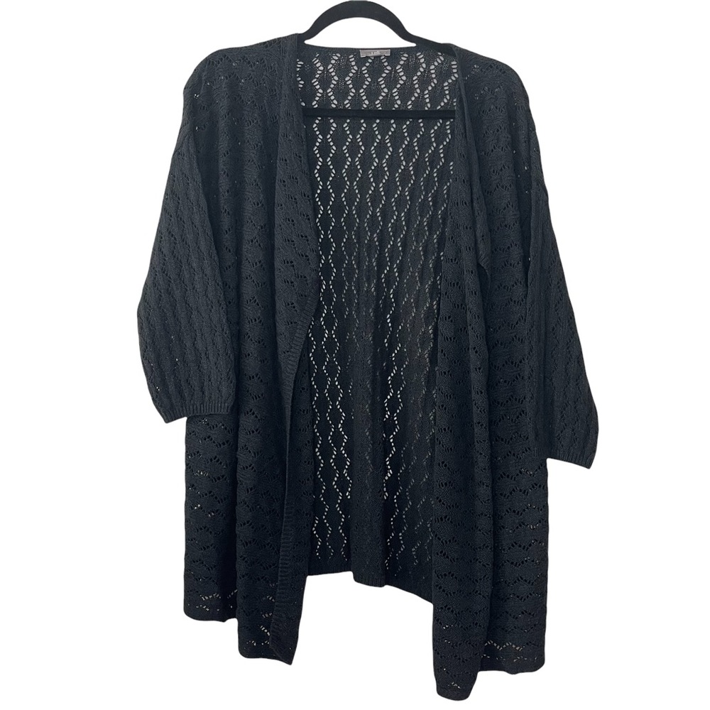 J Jill Black Open Front Knit Cardigan Small